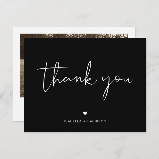 JOVI Edgy Modern Black and White Foto Vielen Dank Einladung (Vorne/Hinten)