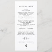 JOVI Modern Black Contemporary Wedding Program Menükarte (Rückseite)
