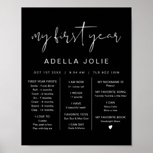 JOVI Modern Boho Black First Year Meilenstein Post Poster