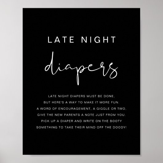JOVI Modern Edgy Black Late Night Diapers Game Poster (Vorne)