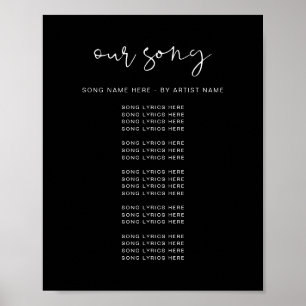 JOVI Modern Edgy Black Wedding Song Texte Poster