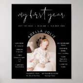 JOVI Modernes Schwarz-weißes Foto Erstes Jahr Meil Poster (Vorne)