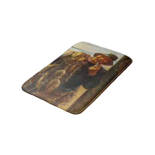 Jovial Fisherman (von Frederick Morgan) Badematte (Schrägansicht)