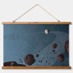 Jovian Trojans Asteroids. Wandteppich Mit Holzrahmen
