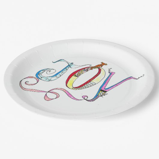 Joy 9" Papierplatte Pappteller (Schrägansicht)