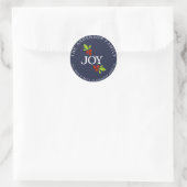 Joy address blue label runder aufkleber (Tasche)