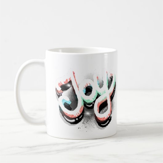 Joy Airbrush Street Art Neon Hand Lettering Kaffeetasse (Links)