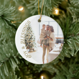 Joy And Blessings Photo Christmas Personalized Keramik Ornament