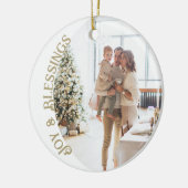 Joy And Blessings Photo Christmas Personalized Keramik Ornament
