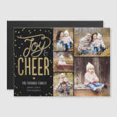 Joy and Cheer Foto Holiday Thin Magnetic Card Magnetkarte (Vorne/Hinten)