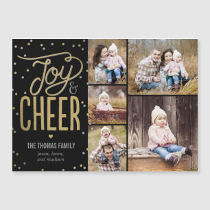Joy and Cheer Foto Holiday Thin Magnetic Card Magnetkarte