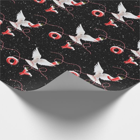 Joy and Dove on Black Geschenkpapier (Ecke)