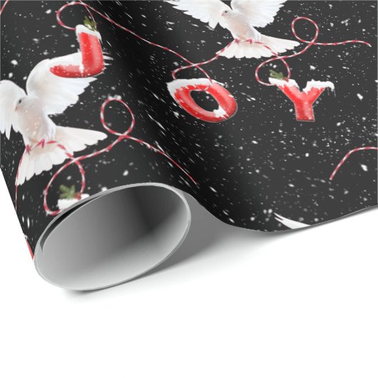 Joy and Dove on Black Geschenkpapier (Rolleneckpunkt)
