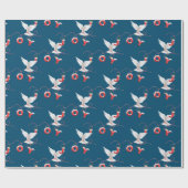 Joy and Dove on Blue Wrapping Paper Geschenkpapier (Flach)