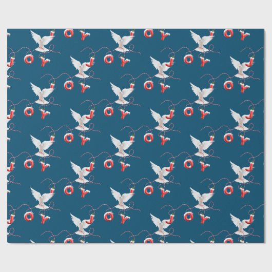 Joy and Dove on Blue Wrapping Paper Geschenkpapier (Flach)