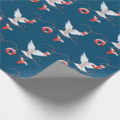 Joy and Dove on Blue Wrapping Paper Geschenkpapier (Ecke)