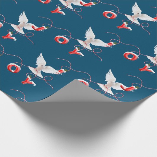 Joy and Dove on Blue Wrapping Paper Geschenkpapier (Ecke)