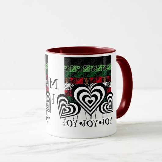 Joy and Jingle Holiday Green Monogram Tasse (VorderseiteRechts)