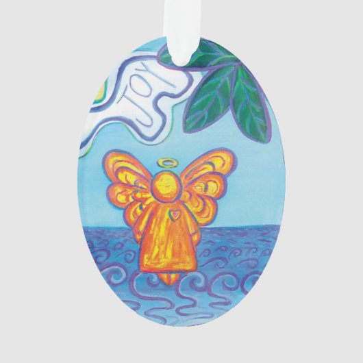 Joy and Peace Beach Angel Art Holiday Ornament (Rückseite)