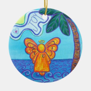Joy and Peace Beach Angel Holiday Pendant Ornament