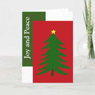 Joy and Peace Christmas Tree Red and Green Feiertagskarte