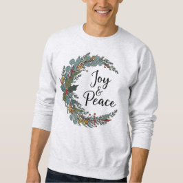 Joy and Peace Christmas Wreath Illustration Sweatshirt