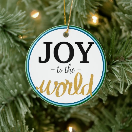 Joy and Peace Gold Green Blue Keramik Ornament (Baum)