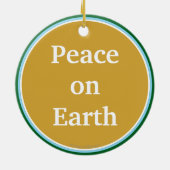 Joy and Peace Gold Green Blue Keramik Ornament (Hinten)