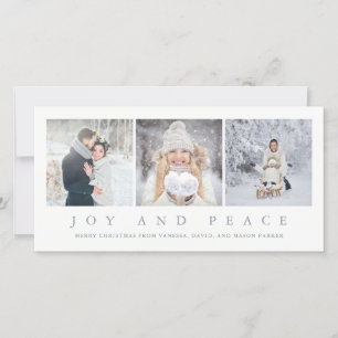 Joy and Peace Modern Christmas Three Fotos Feiertagskarte