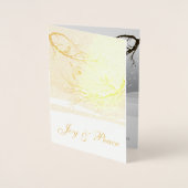 Joy and Peace Red Christmas Birds in Snowy Tree Folienkarte (Vorderseite)