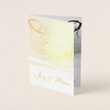 Joy and Peace Red Christmas Birds in Snowy Tree