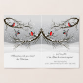 Joy and Peace Red Christmas Birds in Snowy Tree Folienkarte (Innenseite)