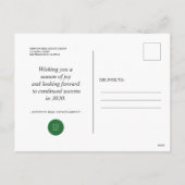 Joy and Pine | Feierliche Grüße Feiertagspostkarte (Rückseite)