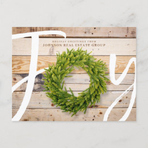Joy and Pine Wood   Holiday Greetings Feiertagspostkarte