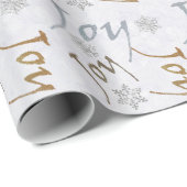 Joy and Snowflakes Holiday Wrapping Paper Geschenkpapier (Rolleneckpunkt)