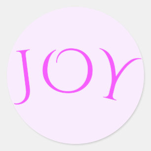 Joy Aufkleber mit Text, Schriftart, Farben, Größe