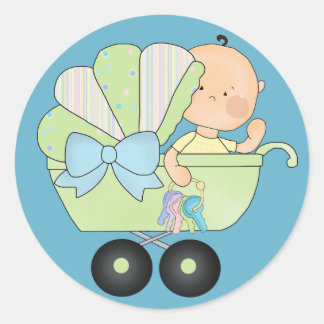 Joy Baby Shower+Niedlich Baby Buggy/Blue Runder Aufkleber