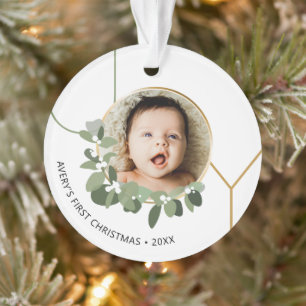 Joy Baby's erster Weihnachtskranz Custom Foto Ornament