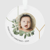 Joy Baby's erster Weihnachtskranz Custom Foto Ornament (Rückseite)