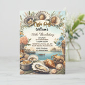 Joy Beach Seafood Perlauster am 30. Geburtstag Einladung (Stehend Vorderseite)