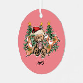 Joy Bear Christmas Ornament Aus Metall (Vorderseite links)