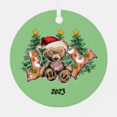 Joy Bear Christmas Ornament Aus Metall (Rückseite)