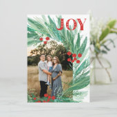 Joy Berry Wreath Weihnachtsfeiertagskarte Feiertagskarte (Stehend Vorderseite)