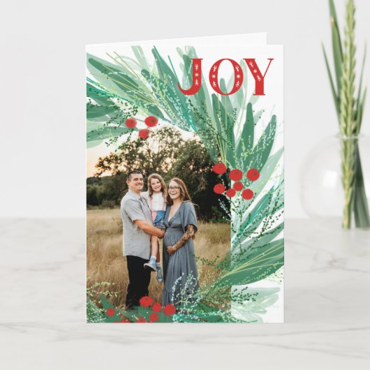 Joy Berry Wreath Weihnachtskarte Feiertagskarte (Vorderseite)