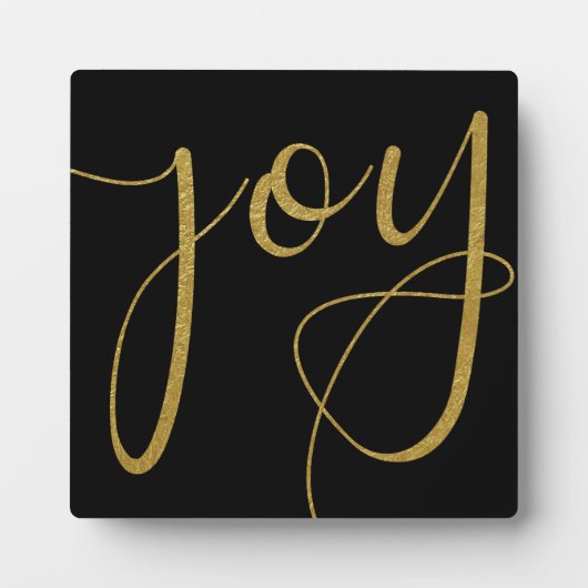 Joy Black and Gold Christmas Sign Fotoplatte (Vorderseite)