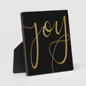 Joy Black and Gold Christmas Sign Fotoplatte (Vorderseite)