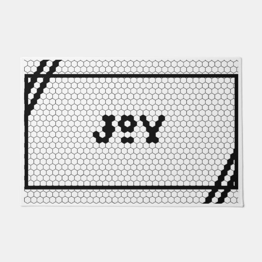 Joy Black and White Hex Tile Fußmatte (Vorderseite)