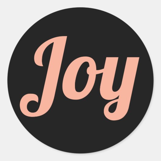 Joy Black Color Script Einfache Moderne Ferien Runder Aufkleber (Vorderseite)