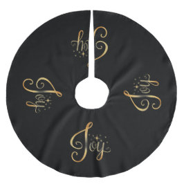 "Joy" Black Gold Script Elegante Feiertage Saison Polyester Weihnachtsbaumdecke