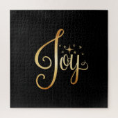 "Joy" Black Gold Script Elegante Urlaubsspass Fami Puzzle (Vertikal)
